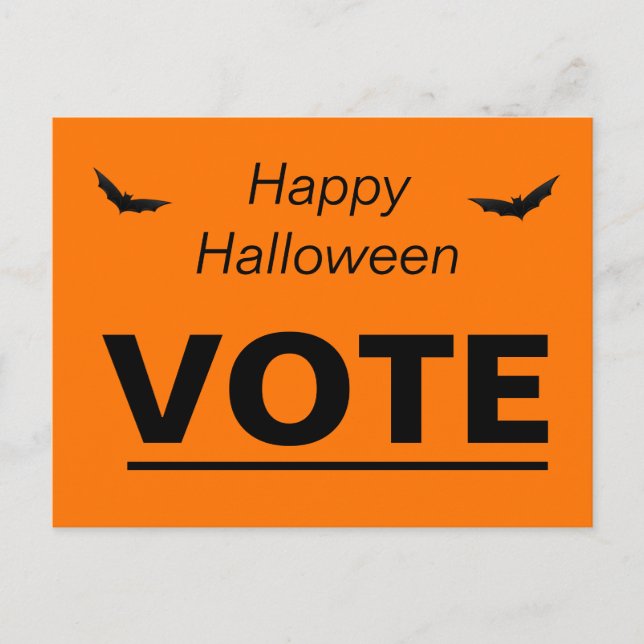 Election Vote Orange Black Halloween Bats Postcard (Front)