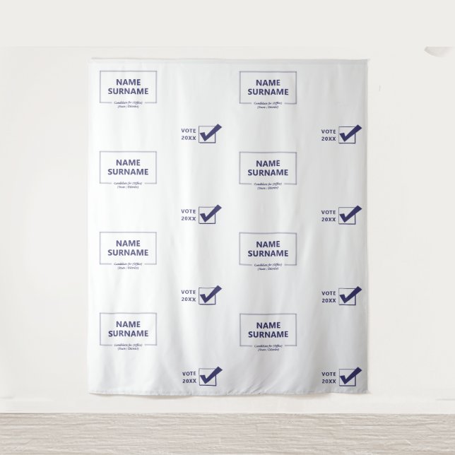Election Year Democratic Vote Step Repeat Backdrop Tapestry (Front)
