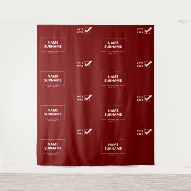 Election Year Red GOP Vote Step Repeat Backdrop Tapestry (Front)
