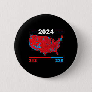 Electoral Map Trump 312 Red 2024 Election Results 6 Cm Round Badge