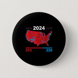 Electoral Map Trump 312 Red 2024 Election Results  6 Cm Round Badge