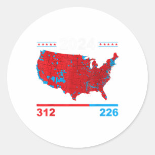 Electoral Map Trump 312 Red 2024 Election Results Classic Round Sticker