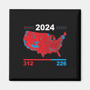 Electoral Map Trump 312 Red 2024 Election Results  Magnet