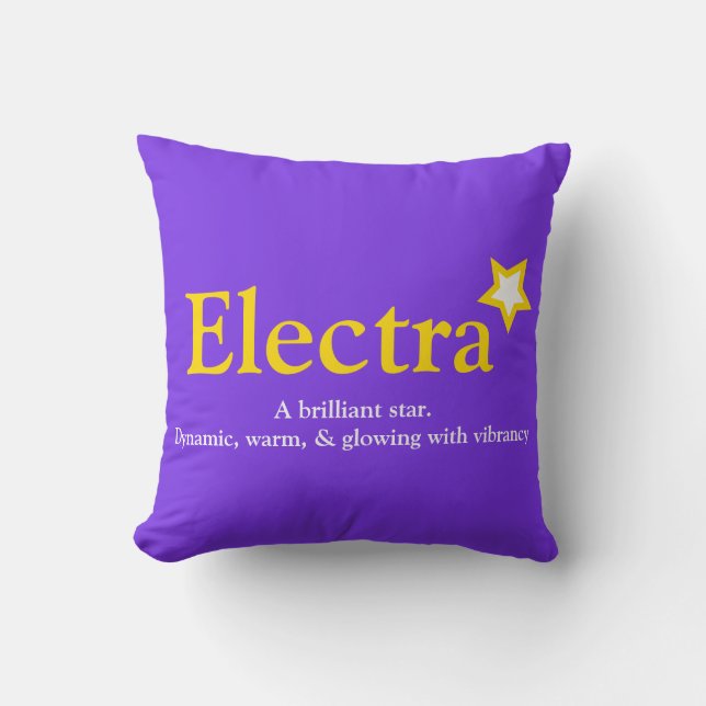 Electra name meaning star pink yellow purple cushion (Front)