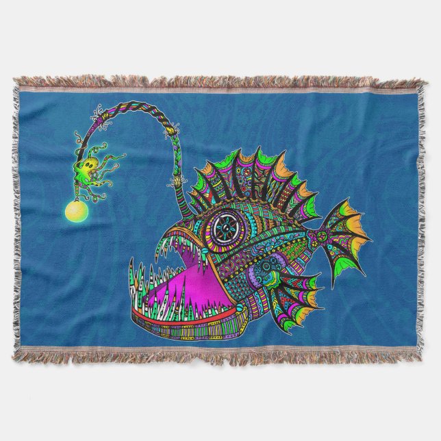 Electric Angler Fish Throw Blanket (Front)