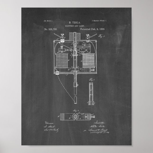 Electric Arc Lamp Patent - Chalkboard Poster (Front)