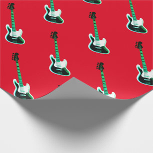 Electric Base Guitar Pattern in Black and White  Wrapping Paper