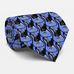 Electric Base Guitar Pattern in Blue Tie