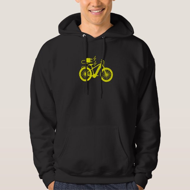 Electric Bike E Bike Ebike Bicycle Silhouette Hoodie (Front)