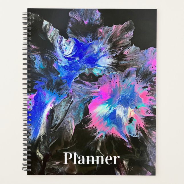 Electric Bloom Abstract Spiral-bound Planner (Front)