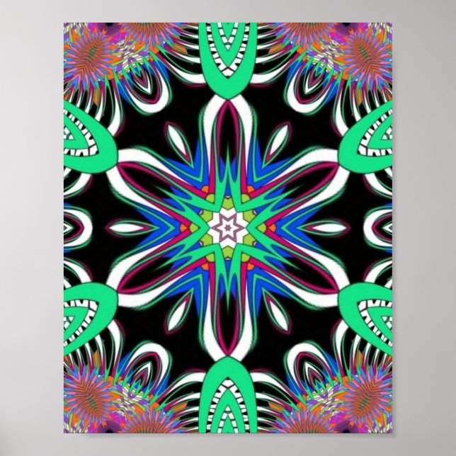Electric Bloom Mandala Poster (Front)