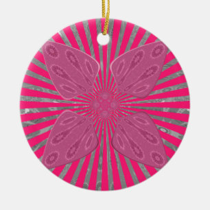 Electric Bloom Wings: A Vividly Edgy & Beautiful Ceramic Tree Decoration