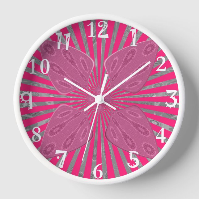 Electric Bloom Wings: A Vividly Edgy & Beautiful Wall Clock (Front)