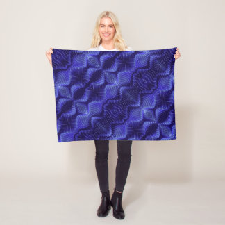 Electric Blue Abstract Waves Fleece Blanket