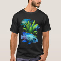 Electric Blue Acara Cichlids Aquarium Fish Art