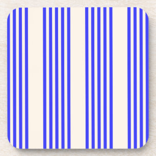 Electric blue and beige five stripe pattern coaster