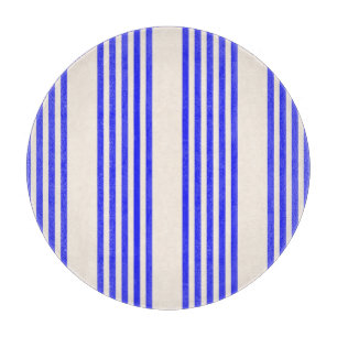 Electric blue and beige five stripe pattern cutting board