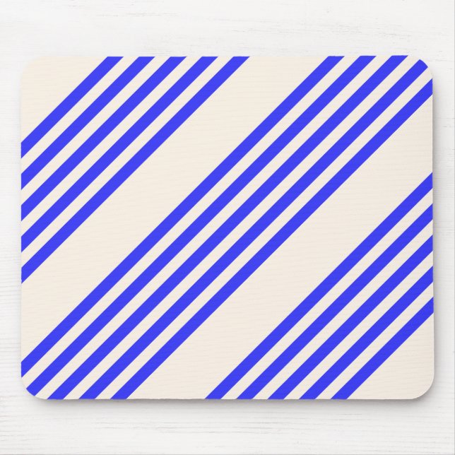 Electric blue and beige five stripe pattern mouse pad (Front)