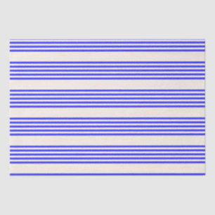Electric blue and beige five stripe pattern tissue paper