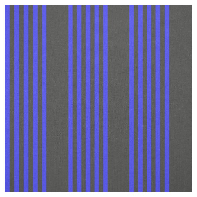 Electric blue and charcoal five stripe pattern fabric (Swatch)