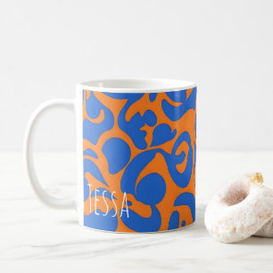 Electric Blue and Orange Bold Retro Pop Art Coffee Mug