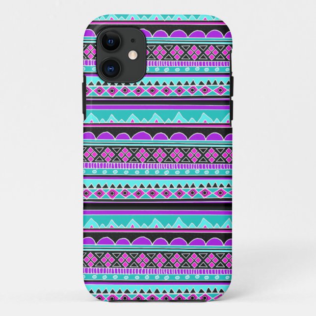 Electric Blue and purple geometric pattern Case-Mate iPhone Case (Back)