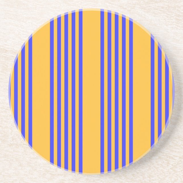 Electric blue and yellow five stripes pattern coaster (Front)