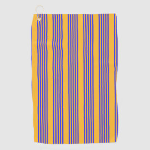 Electric blue and yellow five stripes pattern golf towel