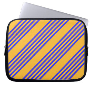 Electric blue and yellow five stripes pattern laptop sleeve