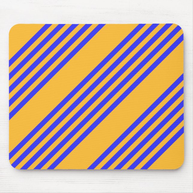 Electric blue and yellow five stripes pattern mouse pad (Front)