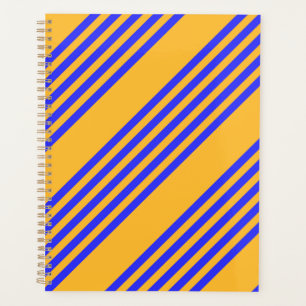Electric blue and yellow five stripes pattern planner