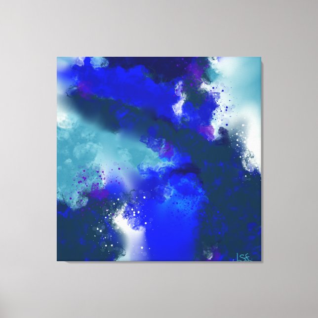 Electric Blue - Blue White Purple Abstract Art Canvas Print (Front)