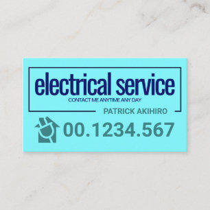Electric Blue Bold Border Frame Electrical Service Business Card