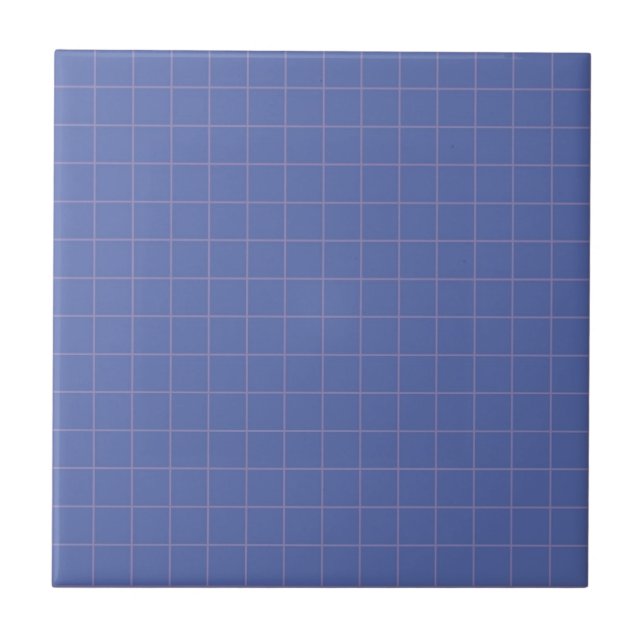 Electric Blue Chequered Pattern Retro Minimalist Tile (Front)
