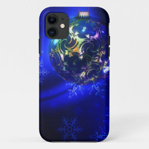 Electric blue christmas bauble design, customise i Case-Mate iPhone case
