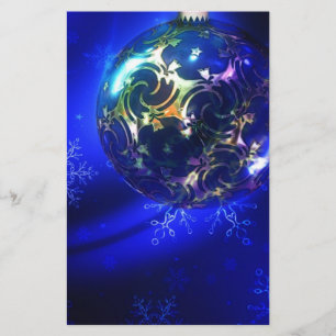 Electric blue christmas bauble design, customise i stationery