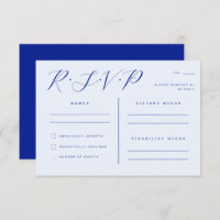 Electric Blue Elegant Minimalist Wedding RSVP