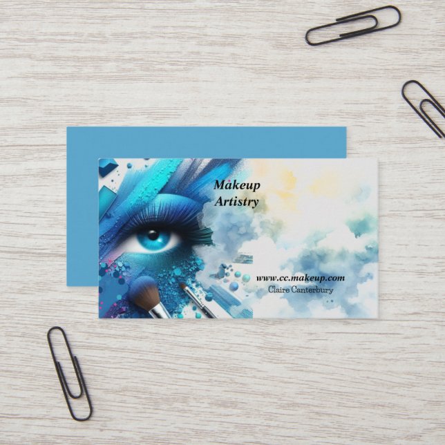 Electric Blue Eye Shadow Makeup  Business Card (Front/Back In Situ)