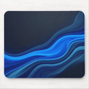 Electric Blue Fluid Waves Mouse Pad