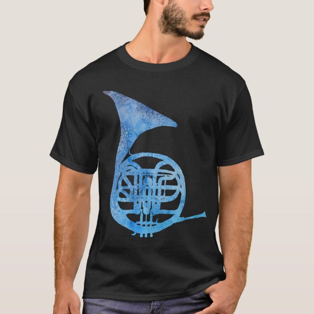 Electric Blue French Horn T-Shirt (Front)