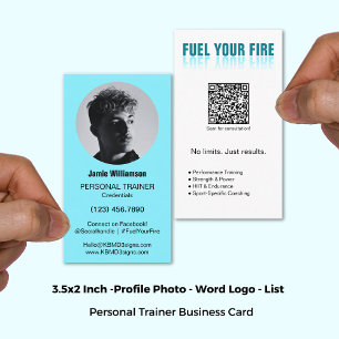 Electric Blue Fuel Your Fire Personal Trainer Business Card