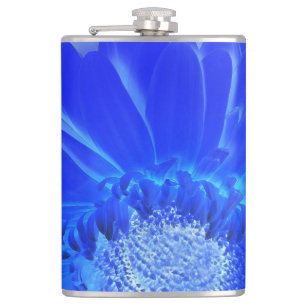 electric blue gerbera hip flask