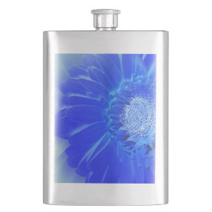 electric blue gerbera hip flask