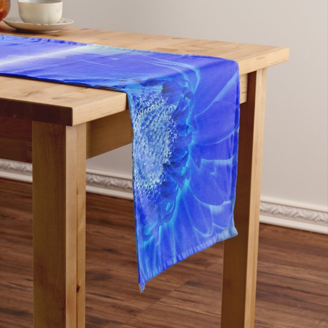 electric blue gerbera short table runner (In Situ)