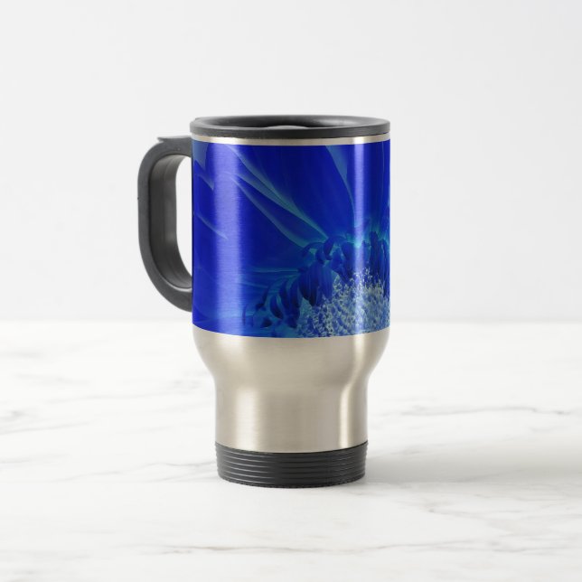 electric blue gerbera travel mug (Front Left)