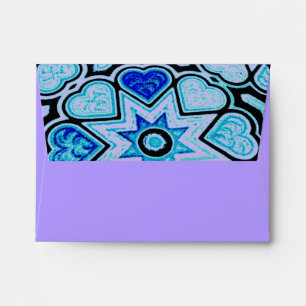 Electric Blue Hearts & Stars Envelopes