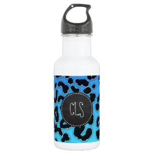 Electric Blue Leopard Print; Chalkboard look 532 Ml Water Bottle