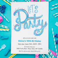 Electric Blue "Let's Party" Modern & Colourful
