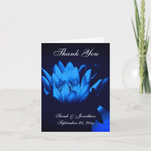 Electric Blue Lotus Lily Wedding Thank You Card