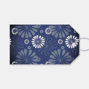 Electric Blue Modern Floral Print Gift Tags